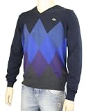 Lacoste Mens V-Neck Pullover Sweater Blue Diamond Pattern AH036051-SFW
