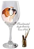 Artist Hand Painted 14 oz. Wine Glass - English Bulldog Dog Portrait by Colorado Pet Artist Erin Hill