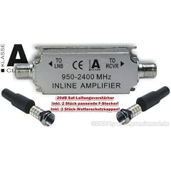 SAT-Inline-Verst�rker, IN-LINE, 20dB, Leitungsverst�rker 950-2400MHz inkl. F-Stecker und Wetterschutz
