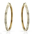 Hoops Earrings With 1.00ctw Genuine Diamonds Beautifully Designed in 14K Yellow Gold. Total item weight 9.4g