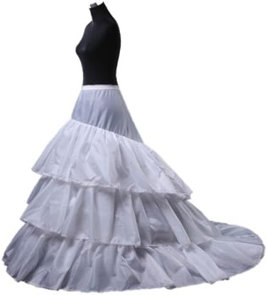 White 3 Hoop Train Multi-layer Ball Gown Wedding Bridal Crinoline Petticoat Slips