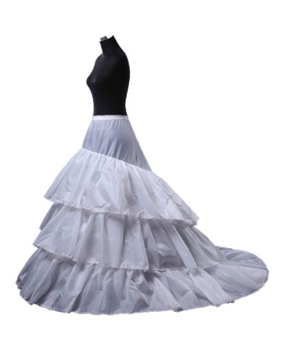 White 3 Hoop Train Multi-layer Ball Gown Wedding Bridal Crinoline Petticoat Slips