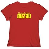 T-SHIRT WOMAN RED  KISS ME , I'M FROM BUZAU  ROMANIA