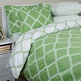 Lattice 300TC Single Ply Cotton Duvet Set, Full/Queen, Green
