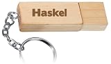 Engraved Wooden USB Flash Drive 8 GB with chain - Engraved name Haskel