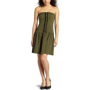 Kensie Girl Junior's Strapless Green Plaid Dress