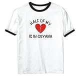 T-Shirt Ringer White  Half Of My Guyana  Country