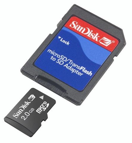 SanDisk 2GB MicroSD/TransFlash Card with SD Adapter (SDSDQ-2048, Bulk Package) under The Electronics Store