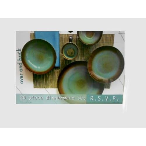 Over and Back RSVP Dinnerware Set 20 Piece Brown Green