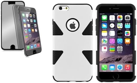 CommonByte White/ Black Dynamic Slim Hybrid Cover Case + Mirror Screen Protector for Applele iPhone 6 Plus (5.5)