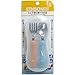 Edison Mama Noodle Falling Prevention Fork and Easy Scoop of Soup/solid Food Spoon with Easy Clean Case for 17 Month (Orange Soda)