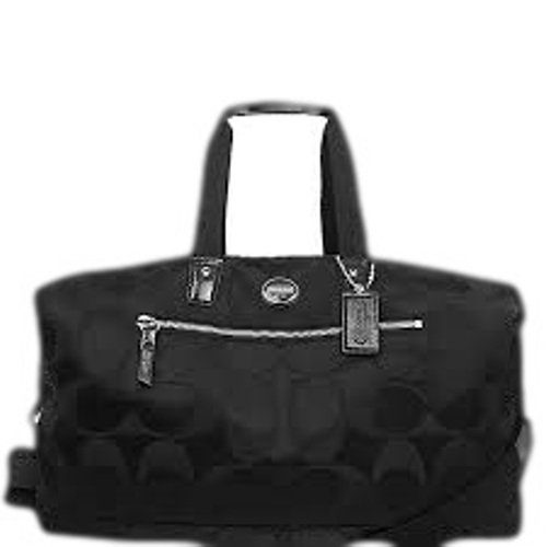 Coach Signature Black Nylon Travel Weekender Duffle Bag F77469 All