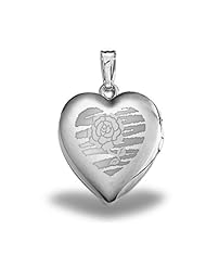 Sterling Silver "Sweetheart" Rose Design Heart Locket 3/4 inch x 3/4 inch