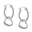 Sterling Silver Hoop with Dangling Open Hearts