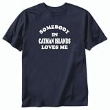 T-Shirt Navy Blue  Somebody In Cayman Islands Loves Me  Country