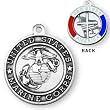 Sterling Silver God Bless America United States Marine Medal and 24-inch Chain