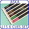 Billiard Pool Cue Stick Set Aska L15 6 pool cue sticks