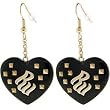 ROCAWEAR Black Resin RW Studded HEART Earrings