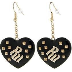 Rocawear Black Resin Rw Studded Heart Earrings