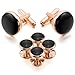 MOWOM Silver Gold Black Rose Gold Rhodium Plated Enamel Cufflinks Stud Set Tuxedo