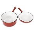 Heuck 33024 Porcelain Enamel Cast Iron 2.5 Quart Sauce Pan and 8 Inch Skillet Combo, Red