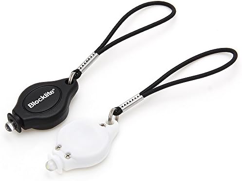 Blocklite Bicycle Mini LED Light Set 1 White Headlight Headlamp and 1 Red Rear Tail Lamp Flashing SOS Steady 3mode (White + Black or 2 Orange) (White & Black)