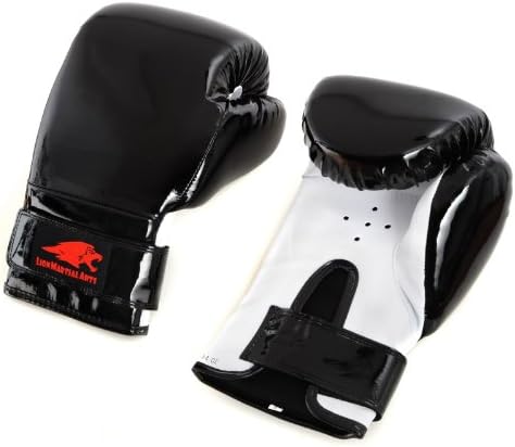 Lion Martial Arts Boxing Glove Pair (Black, 10-Ounce)