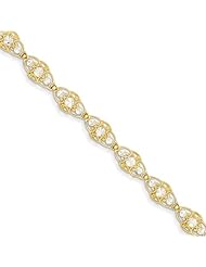 14k Yellow Gold & Rhodium Diamond-cut Circles Bracelet