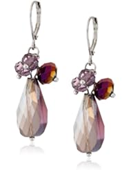 Napier "Chameleon" Silver-Tone and Purple Multi-Drop Earrings
