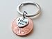I Love You Heart Charm Layered Over 2011 Penny Keychain, 14 Year Anniversary, Couples Keychain
