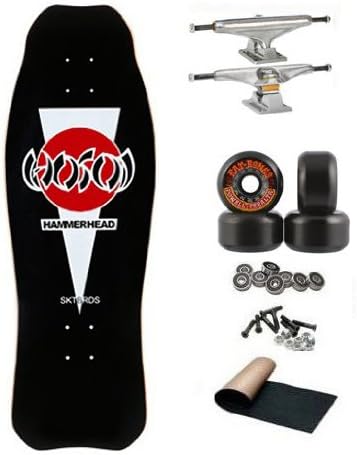 Christian Hosoi Black OG Hammerhead Old School Skateboard Complete w/ Silver Independent 169mm Trucks Powell Peralta Black Rat Bones II 60mm