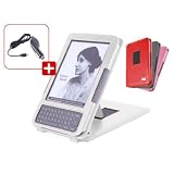 DURAGADGET Etui Housse Luxe en Cuir Blanc pour lecteur de livre �lectronique Amazon Kindle 3 WIFI / 3G+WIFI pour une utilisation mondiale - mod�le derni�re g�n�ration, �cran 6" - Chargeur voiture BONUS
