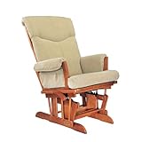 Barrington Premium 6 Position Reclining Glider Rocker- Chestnut Finish with Beige Micro Fiber