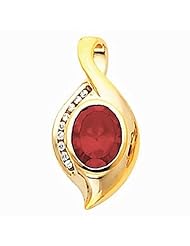 18K Yellow Gold Oval Cut Mozambique Garnet Pendant -- LIFETIME WARRANTY