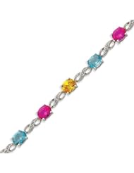 Sterling Silver 7 Inch Multicolored CZ Bracelet - 7 Inch