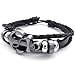 KONOV Mens Womens Leather Bracelet, Vintage Anchor Charm Bangle, Fit 7-9 inch, Black Silver
