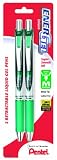 Pentel EnerGel Deluxe RTX Retractable Liquid Gel Pen, 0.7mm, Metal Tip, Green Ink, 2 Pack (BL77BP2D)