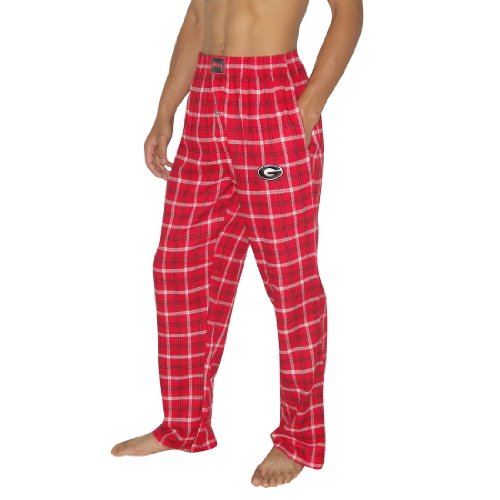 Mens NCAA Georgia Bulldogs Plaid Cotton Thermal Sleepwear / Pajama Pants - Red (Size: M)