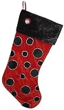 Red Christmas Stocking With Black Polka Dots & Rhinestone #57952-BV