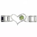 August Peridot Birthstone Id Heart Italian Charms Bracelet Link