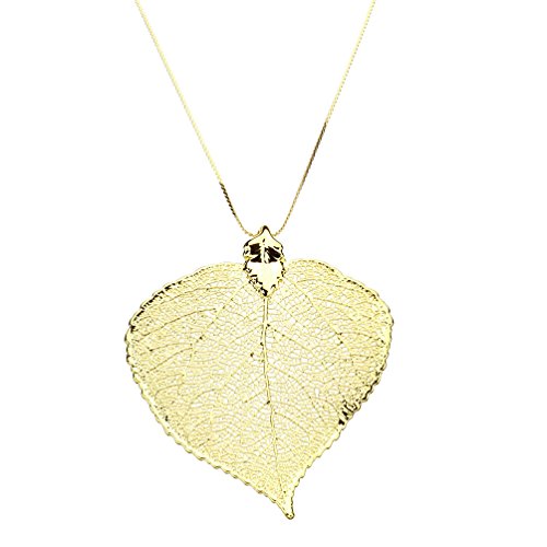 Gold-Plated Aspen Leaf Pendant 18k Gold-Flashed Sterling Silver Serpentine Chain Necklace, 20″ Gold-Plated Aspen Leaf Pendant 18k Gold-Flashed Sterling Silver Serpentine Chain Necklace, 20″