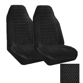 Set of 2 Universal Fit High Back Scottsdale Pattern Front Bucket Seat Cover - Black