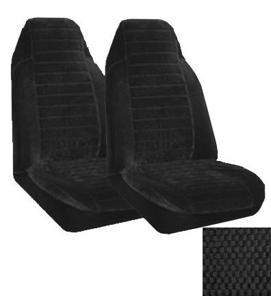 Set of 2 Universal Fit High Back Scottsdale Pattern Front Bucket Seat Cover - Black