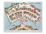 Plan of the Dutch Factory in the Island of Desima at Nangasaki, from Illustrations of Japan Art Giclee Poster Print by Dutch School, 24x18