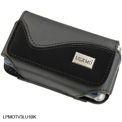 Black Leather Neoprene Fabric Horizontal Pouch Carry Case Magnetic Closing Flap Belt Clip for Kyocera M1400 Laylo, LG CU720, GT365 Neon Etna, UN430 Wine II 2, Motorola A455 Rival, i890, VE465, VU30, W755, W766 Entice, V3, V3i, V3t, Nokia 2680, N75, 6600, PCD WP8990 Escapade, BlackBerry 8230 8220 Pearl Flip, Samsung M630 Highnote, R520 Trill, R600 Huell, U490 Trance, Sanyo 8500, Sony Ericsson W580i, W760a, TM506, ZTE C88
