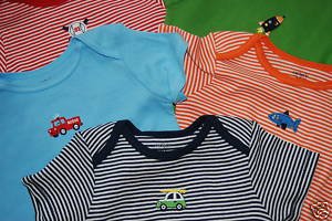 Carters 5 Pack Boys Stripe/Solid Wiggle In Bodysuit Onesies (6 Month) Carters 5 Pack Boys Stripe/Solid Wiggle In Bodysuit Onesies (6 Month)