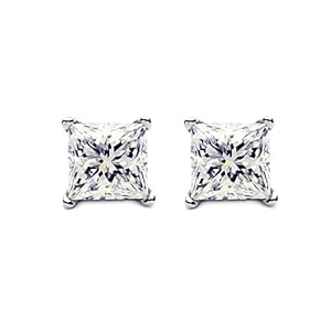 2ct Princess cut Diamond stud Earring 14k gold
