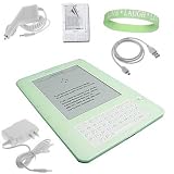 Green Amazon Kindle 2 E-Book Reader Silicone Rubber Skin Cover + Travle / Wall Charger + Car Charger + Data Sync / Charer Cable + Custom Fit Screen Protector + A Live*Laugh*Love Wrist Band!!! (Kindle 2 Not Included)
