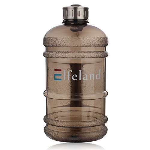 Elfeland BPA Free Half Gallon Water Bottle, Drinking Container Jug - 2.2 Liter Resin Bottle for Outdoor Sport Leisure fitness Black