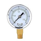 【ノーブランド 品】ステンレス鋼製　0-30psi 0-2bar ミニ ダイヤル 　エア　コンプレッサ　メータ　油圧計　圧力計